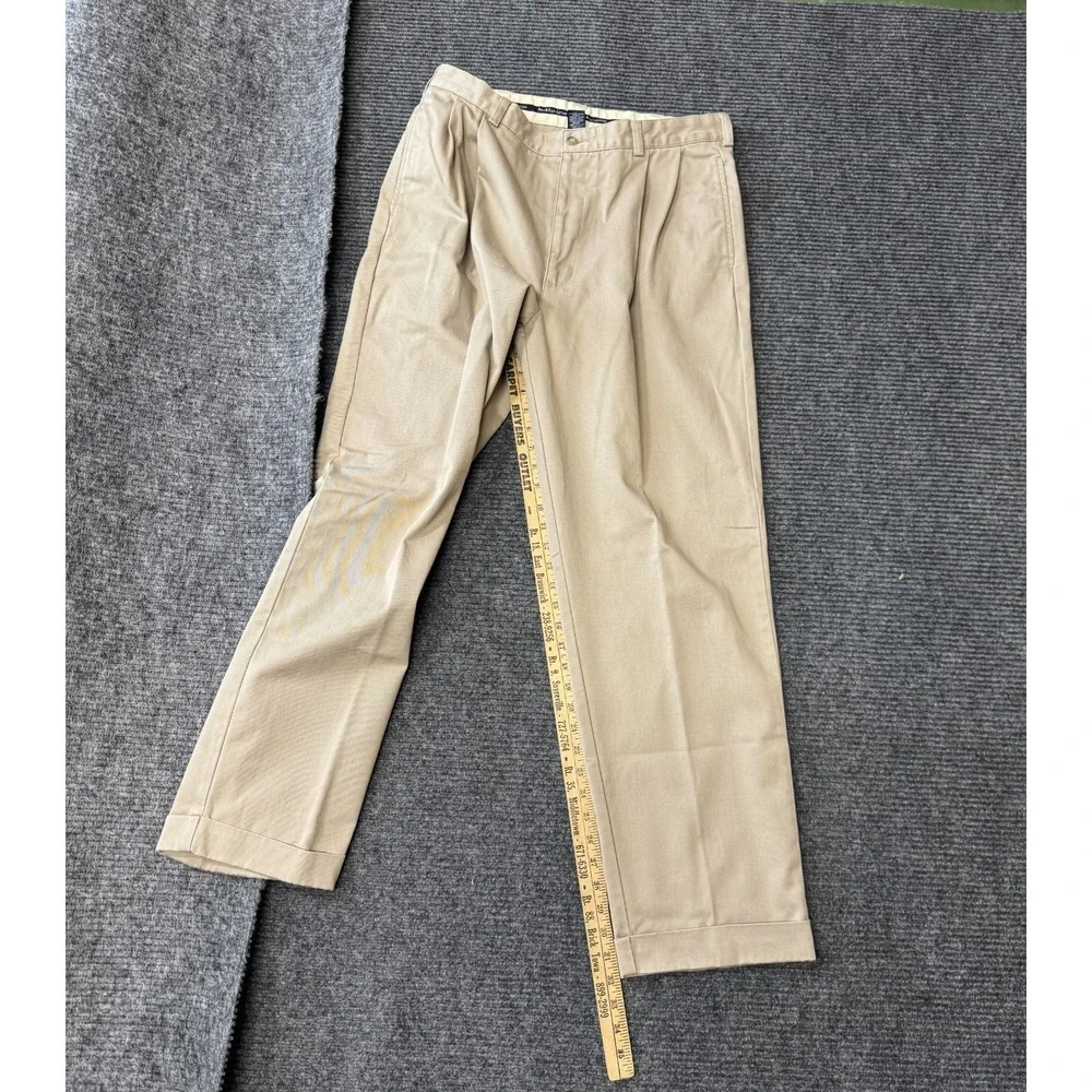 Polo Ralph Lauren Hammond Chino Pants Vintage 35x32 Khaki Cuffed Pleated Baggy